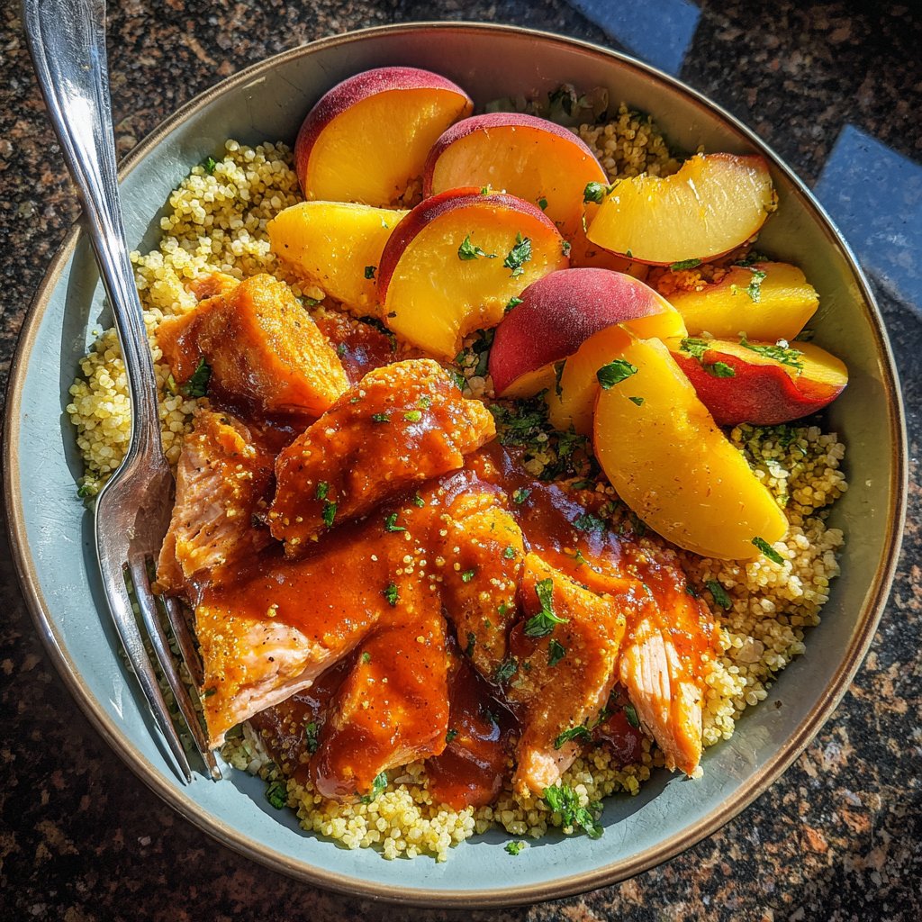 Peach Chipotle Salmon Bowl