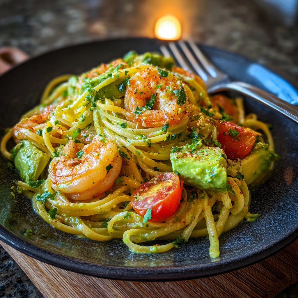 Zesty Shrimp and Avocado Pasta