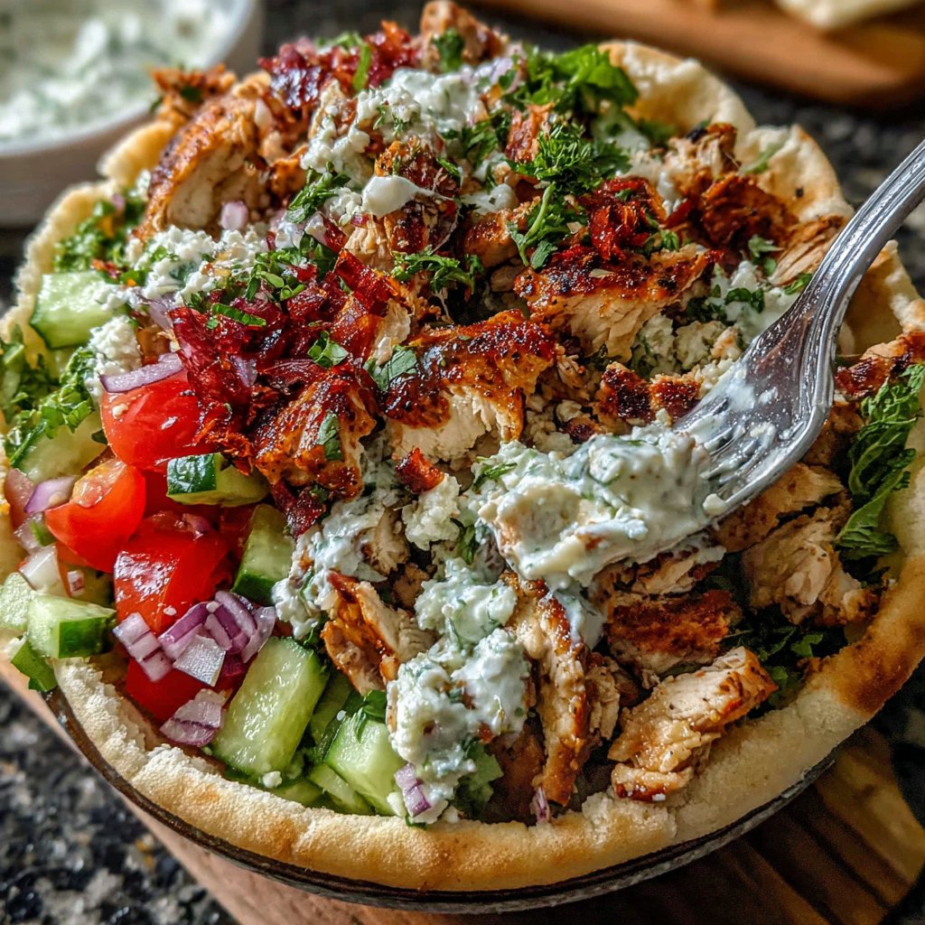 Greek Chicken Pita Bowl